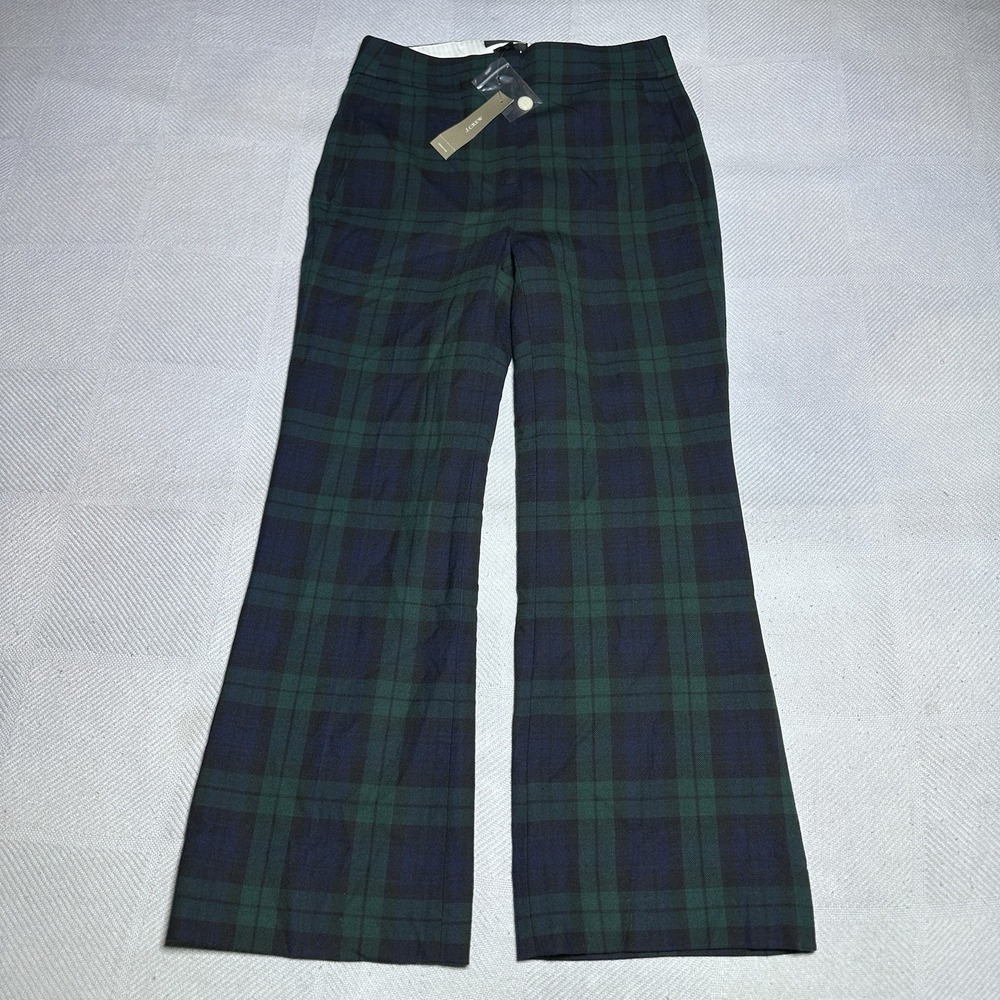 NEW JCrew Hayden Kickout Crop Pants Size‎ 00P Wool Blend Black Watch Plaid NWT